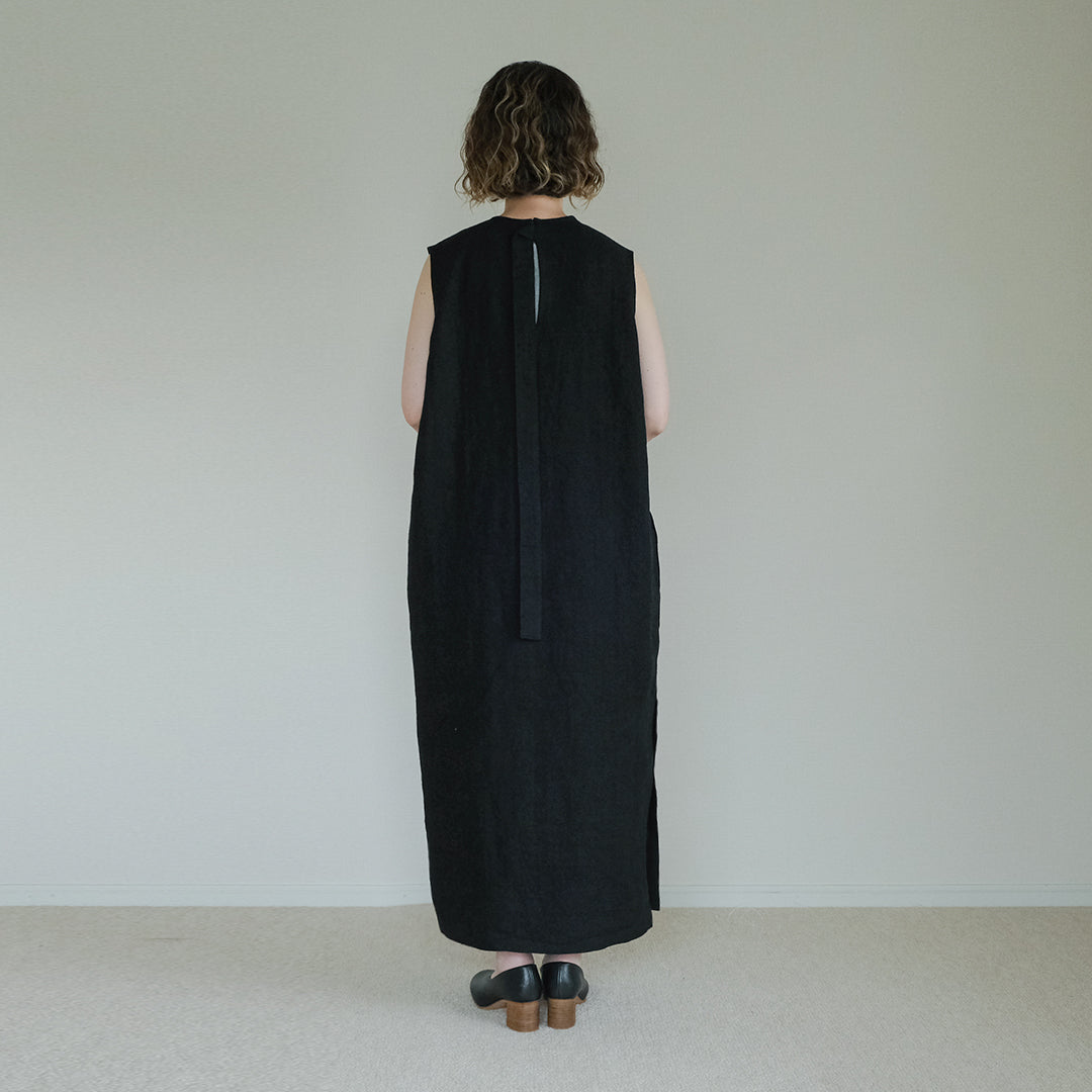 ［SALUÉ］シンプルドレス／ヘリンボーンリネンformal