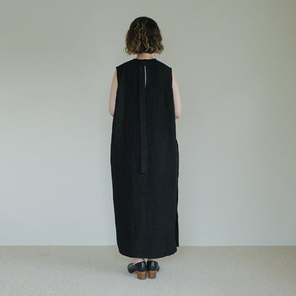 ［SALUÉ］シンプルドレス／ヘリンボーンリネンformal