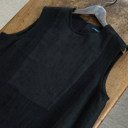 ［SALUÉ］シンプルドレス／ヘリンボーンリネンformal