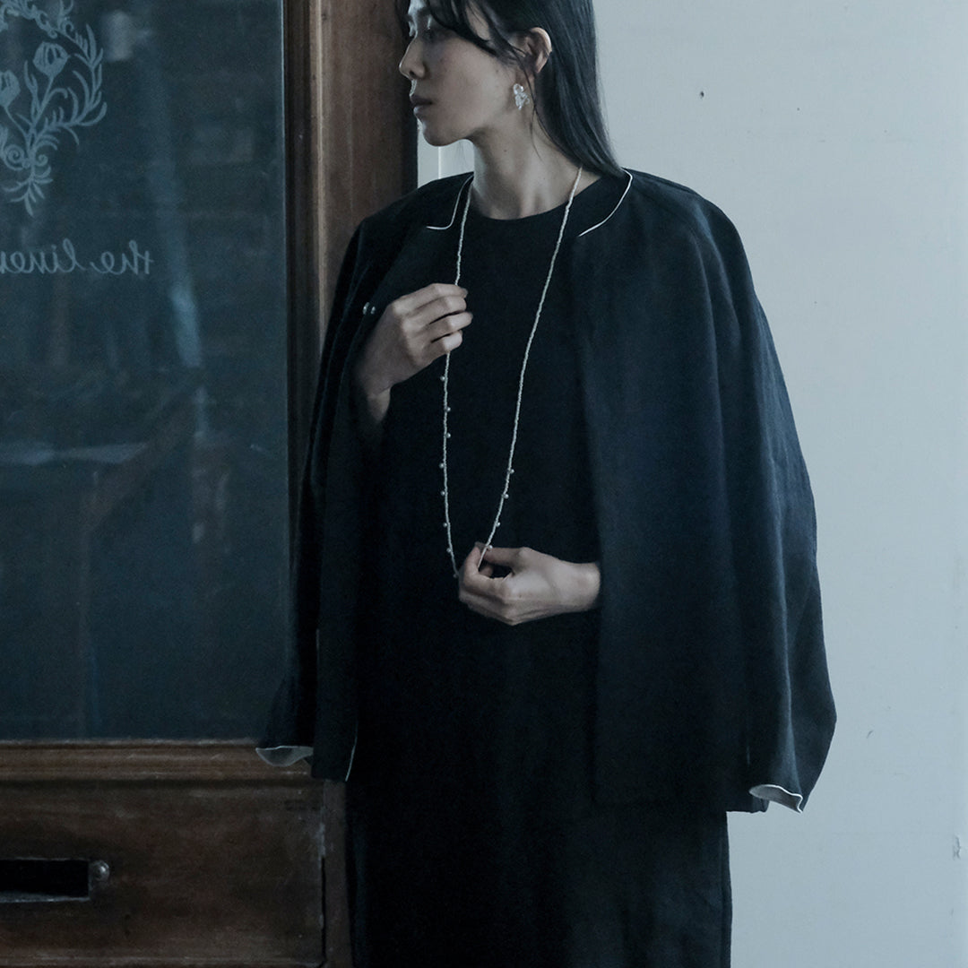 ［SALUÉ］シンプルドレス／ヘリンボーンリネンformal