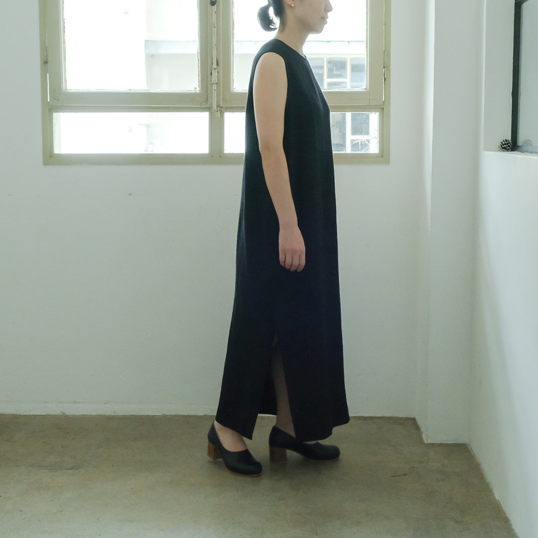 ［SALUÉ］シンプルドレス／ヘリンボーンリネンformal