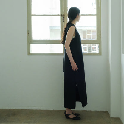 ［SALUÉ］シンプルドレス／ヘリンボーンリネンformal