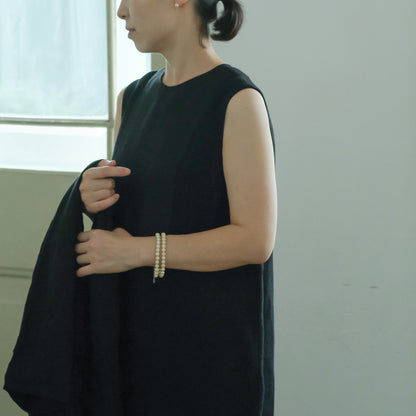 ［SALUÉ］シンプルドレス／ヘリンボーンリネンformal