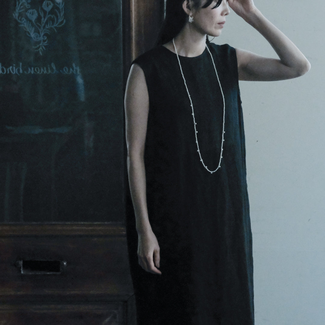 ［SALUÉ］シンプルドレス／ヘリンボーンリネンformal