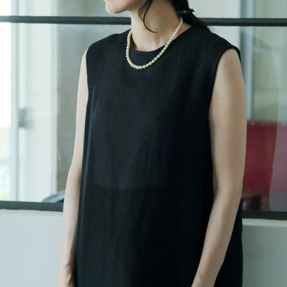 ［SALUÉ］シンプルドレス／ヘリンボーンリネンformal