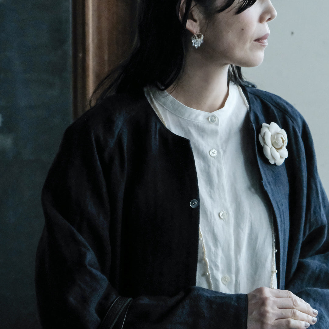 ［SALUÉ］ノーカラージャケット／ヘリンボーンリネンformal