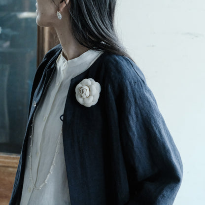 ［SALUÉ］ノーカラージャケット／ヘリンボーンリネンformal