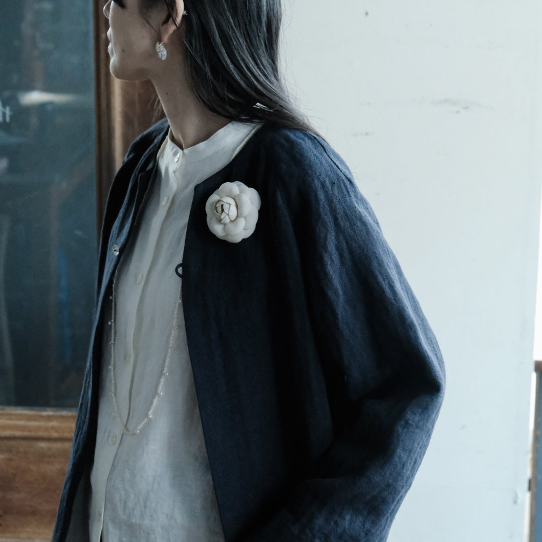 ［SALUÉ］ノーカラージャケット／ヘリンボーンリネンformal