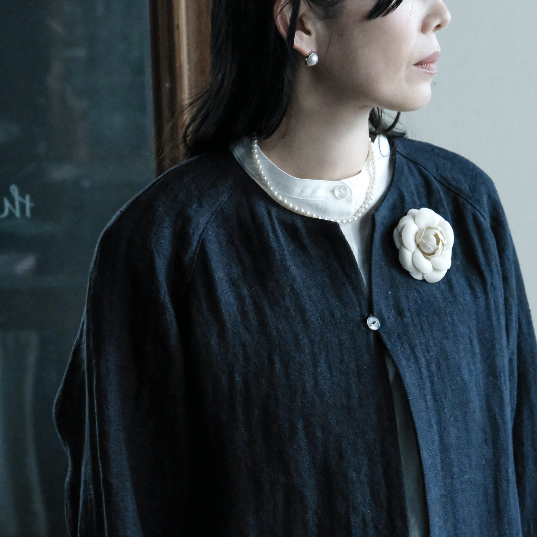 ［SALUÉ］ノーカラージャケット／ヘリンボーンリネンformal