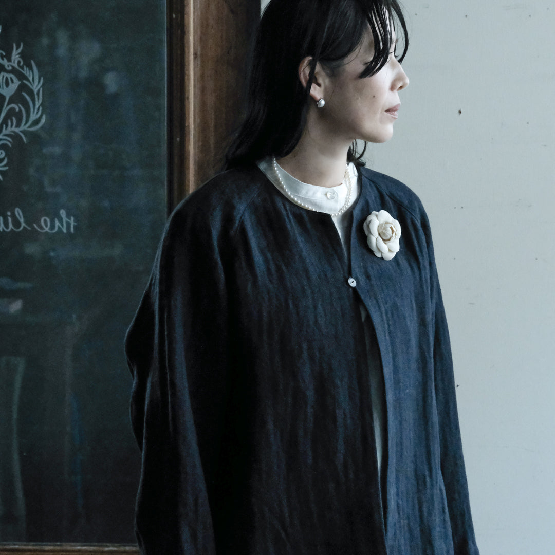 ［SALUÉ］ノーカラージャケット／ヘリンボーンリネンformal