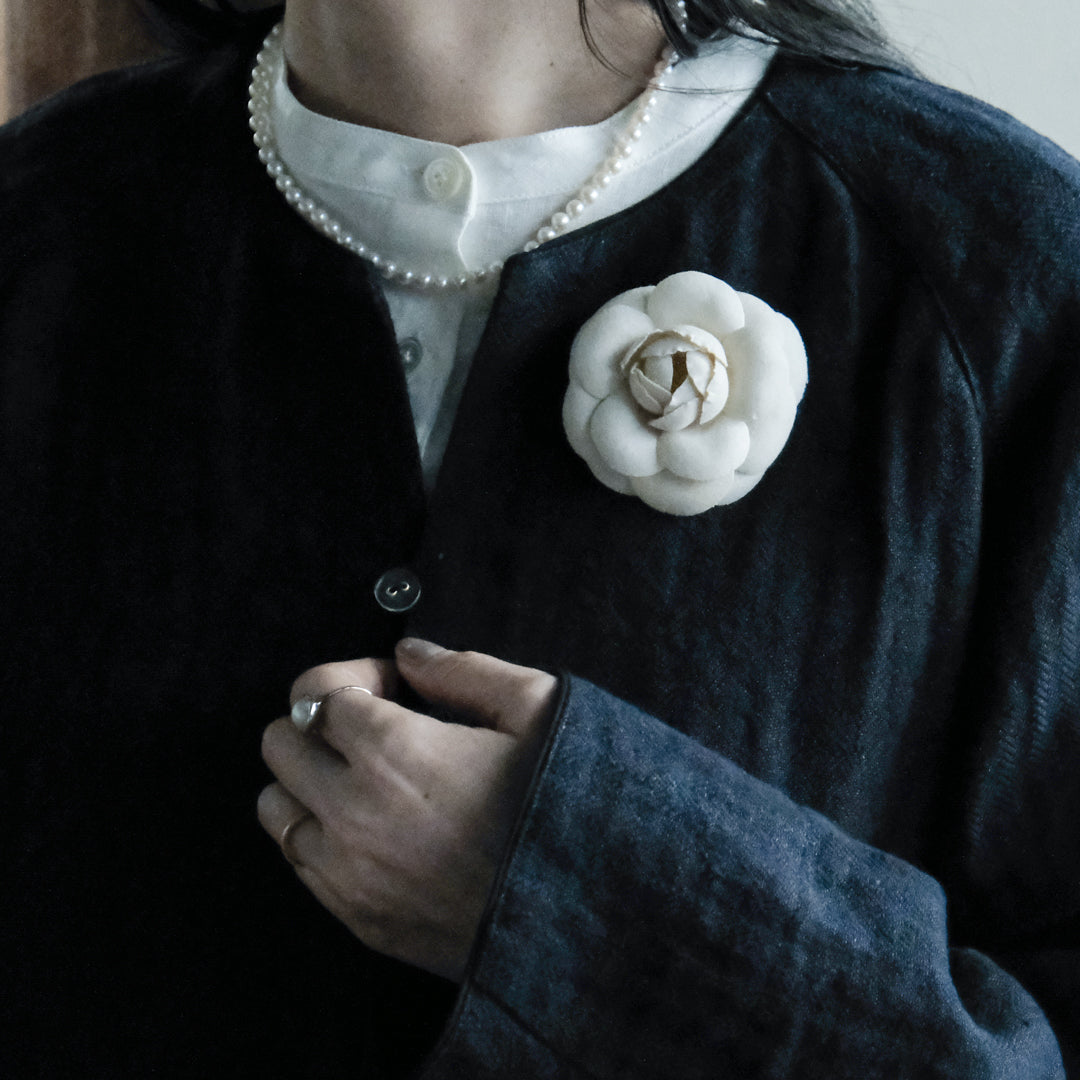 ［SALUÉ］ノーカラージャケット／ヘリンボーンリネンformal