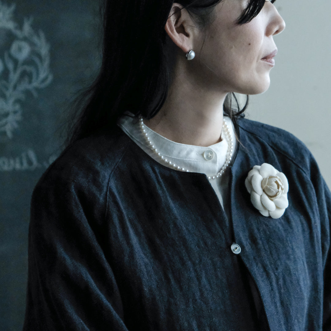 ［SALUÉ］ノーカラージャケット／ヘリンボーンリネンformal