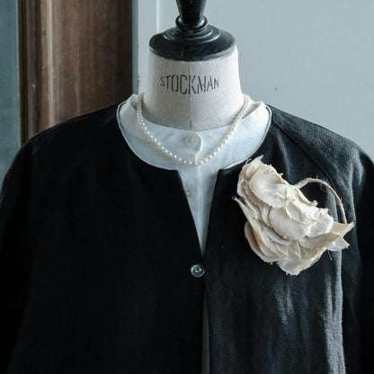 ［SALUÉ］ノーカラージャケット／ヘリンボーンリネンformal