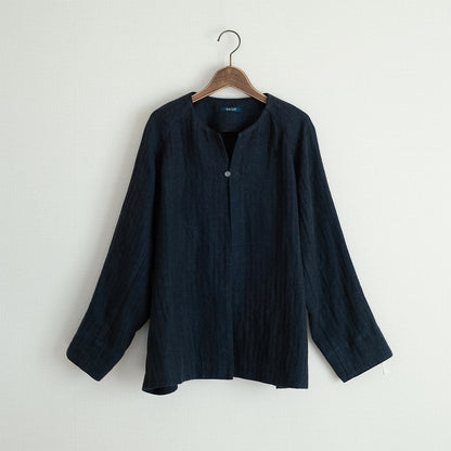 ［SALUÉ］ノーカラージャケット／ヘリンボーンリネンformal