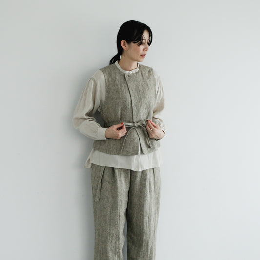 SALUÉ／ハイウエストジレ／ヘリンボーンリネン