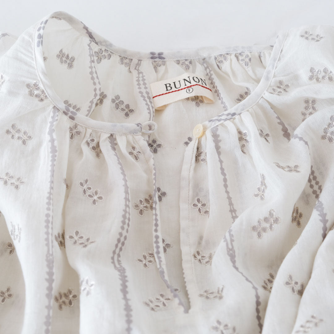 ［BUNON］Embroidery Gather Dress