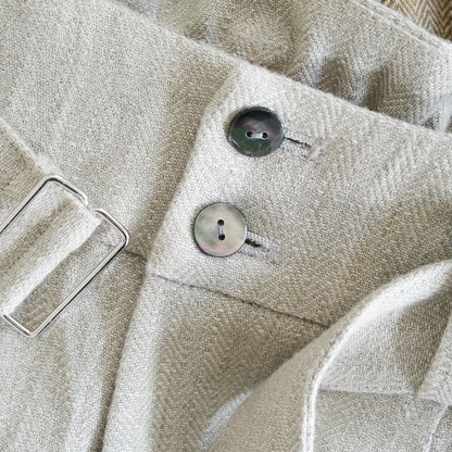 SALUÉ／【受注商品】エッグパンツA／ヘリンボーンリネン