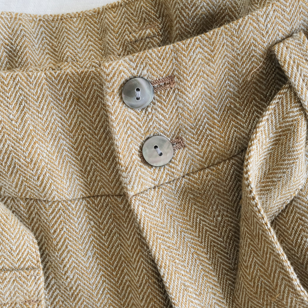 SALUÉ／【受注商品】エッグパンツA／ヘリンボーンリネン