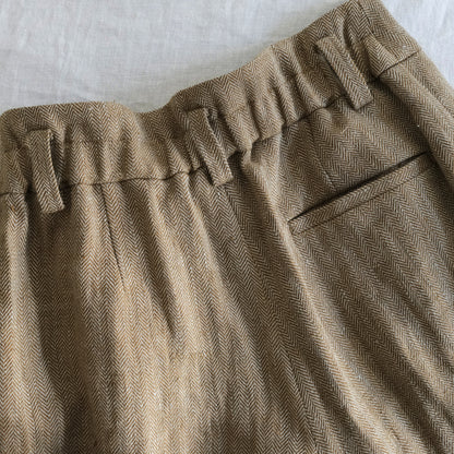 SALUÉ／【受注商品】エッグパンツA／ヘリンボーンリネン