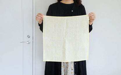 TLB HOME リネンハンカチ イエローチェック 47x47cm