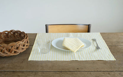 TLB HOME リネンハンカチ イエローチェック 47x47cm