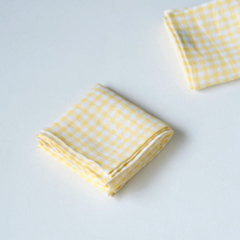 TLB HOME リネンハンカチ イエローチェック 47x47㎝