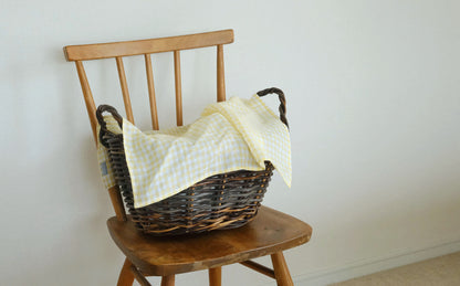 TLB HOME リネンハンカチ イエローチェック 47x47cm