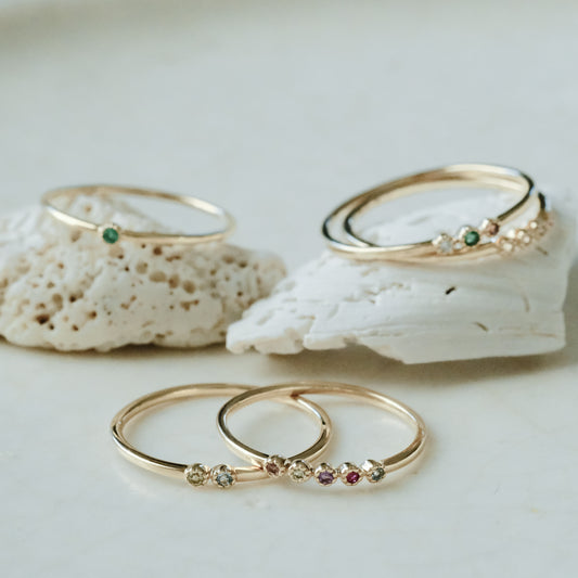 【受注商品】［cobaco］Birthstone Ring_milgrain