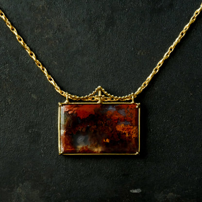 ［装身具LCF］真鍮と天然石のネックレス　一石