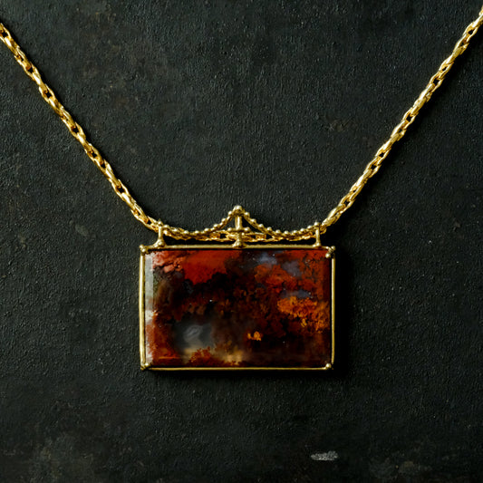 ［装身具LCF］真鍮と天然石のネックレス　一石