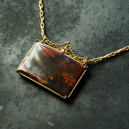 ［装身具LCF］真鍮と天然石のネックレス　一石