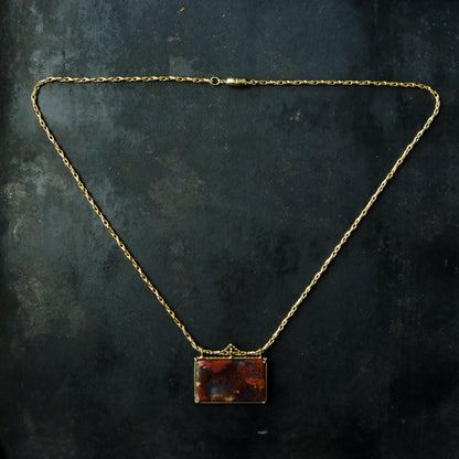 ［装身具LCF］真鍮と天然石のネックレス　一石