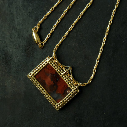 ［装身具LCF］真鍮と天然石のネックレス　一石