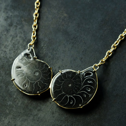 ［装身具LCF］真鍮と天然石のネックレス　二石