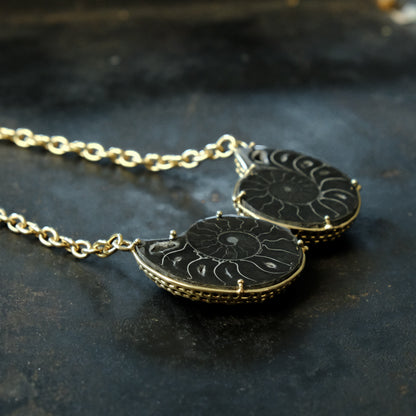 ［装身具LCF］真鍮と天然石のネックレス　二石