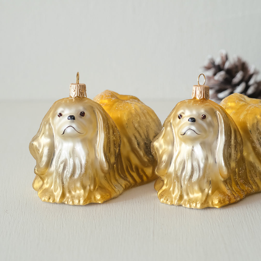 【在庫限り】VITBIS ガラスオーナメント　マルチーズ ゴールドミックス