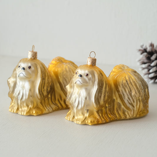 【在庫限り】VITBIS ガラスオーナメント　マルチーズ ゴールドミックス