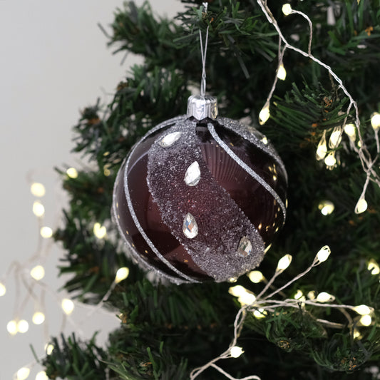 【在庫限り】VITBIS ガラスオーナメント　スノーボール バーガンディ