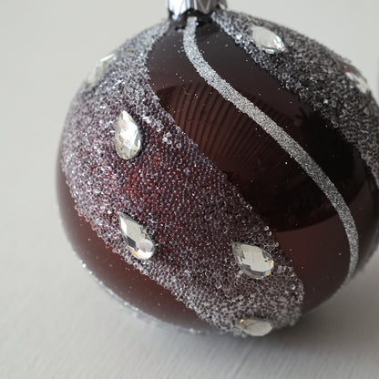 【在庫限り】VITBIS ガラスオーナメント　スノーボール バーガンディ