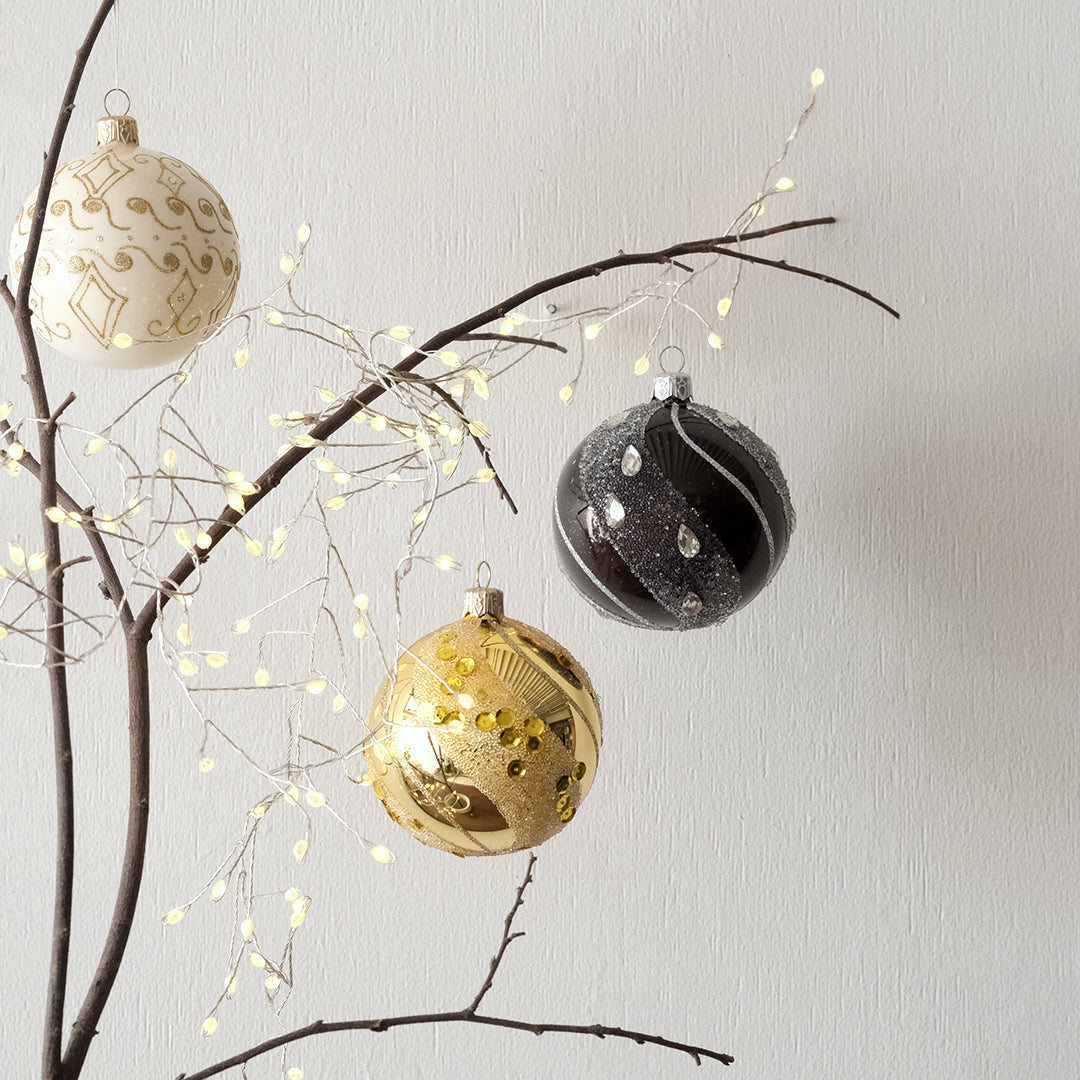 【在庫限り】VITBIS ガラスオーナメント　スノーボール バーガンディ