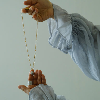 後で掲載［shuo'］Black Pearl Rutile Quartz Necklace