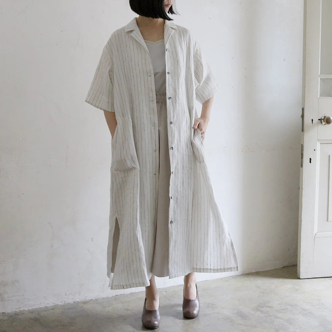 SARAHWEAR - ＜Ellie＞Nippon Linen オープンカラードレス