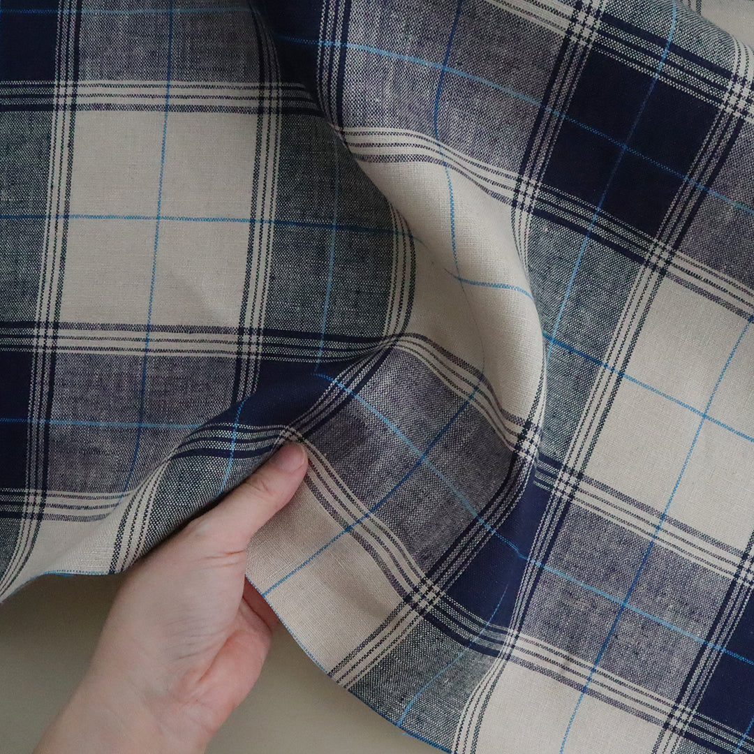 Siulas ネリンガ　オーバーチェック　ネイビー×ベージュ★