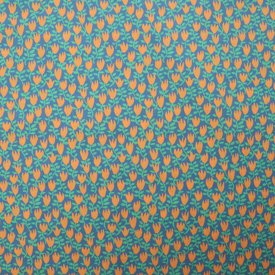 LIBERTY FABRICS　「ペーパー・チューリップス 」オレンジ×ブルー