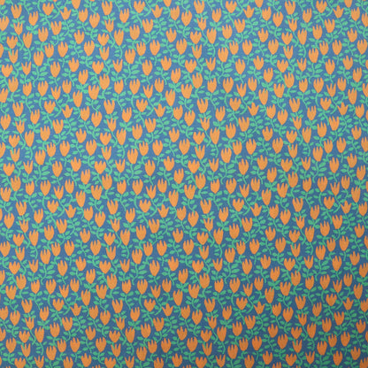 LIBERTY FABRICS　「ペーパー・チューリップス 」オレンジ×ブルー