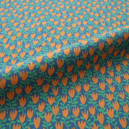 LIBERTY FABRICS　「ペーパー・チューリップス 」オレンジ×ブルー
