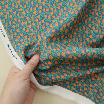 LIBERTY FABRICS　「ペーパー・チューリップス 」オレンジ×ブルー