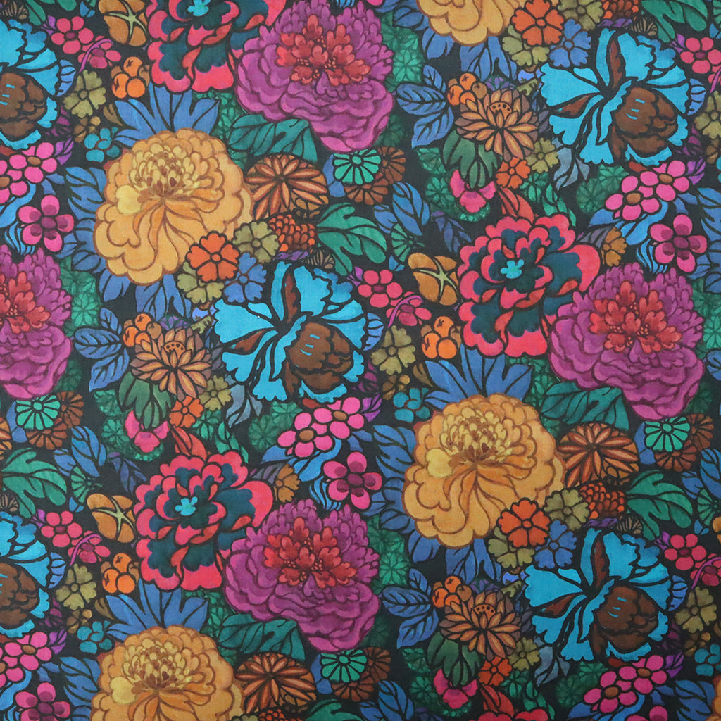 LIBERTY FABRICS 「ヘリテージ・ガーデン」ピンク×パープル