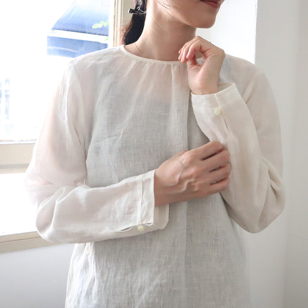 【生地セット】シンプルなブラウス　フィンセ　ホワイト（パターン別売）