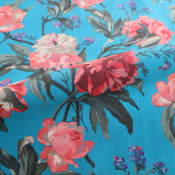 Liberty fabrics「デカダント・ブルームス」ターコイズ